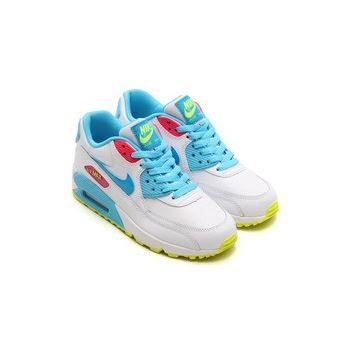 Nike Air Max 90 Womens Shoes Special Hot White Sky Blue Yellow Pink Low Cost